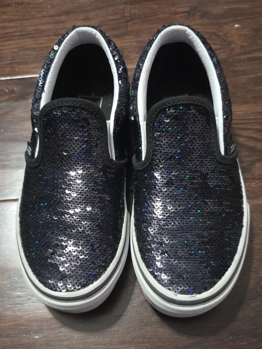 Vans Kids Black Sequin Slip-On Sneakers